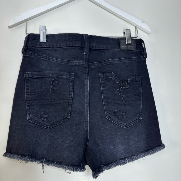American Eagle AE Stretch Curvy Denim super high rise Shorts black sz 4 - Picture 2 of 9